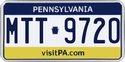 PA license plate MTT9720