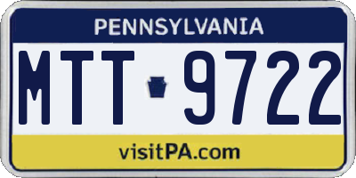 PA license plate MTT9722