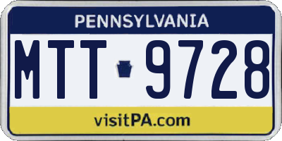 PA license plate MTT9728
