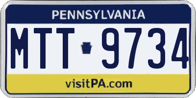 PA license plate MTT9734