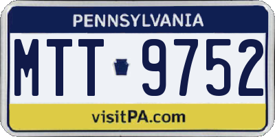 PA license plate MTT9752