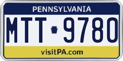 PA license plate MTT9780