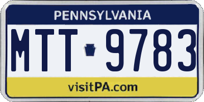 PA license plate MTT9783