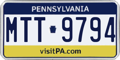 PA license plate MTT9794
