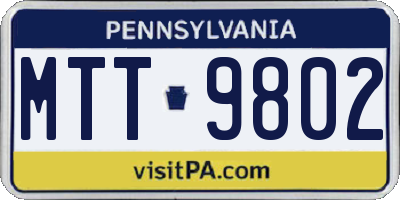 PA license plate MTT9802
