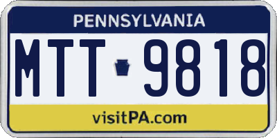 PA license plate MTT9818