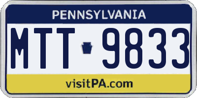 PA license plate MTT9833