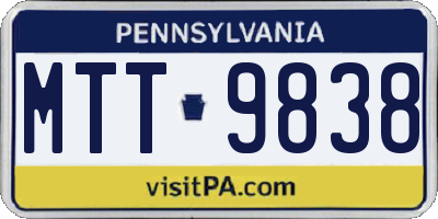 PA license plate MTT9838