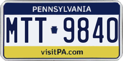 PA license plate MTT9840
