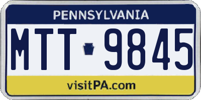 PA license plate MTT9845