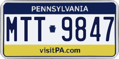PA license plate MTT9847