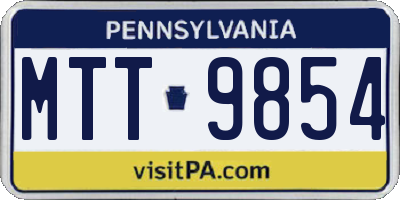 PA license plate MTT9854