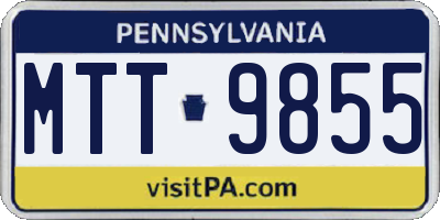 PA license plate MTT9855