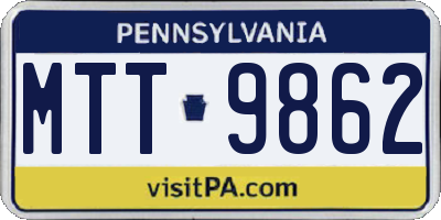PA license plate MTT9862