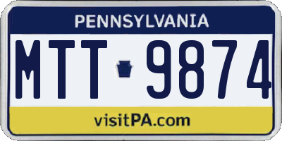PA license plate MTT9874