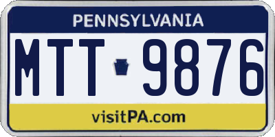 PA license plate MTT9876