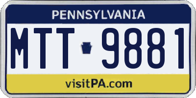 PA license plate MTT9881