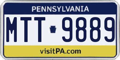 PA license plate MTT9889