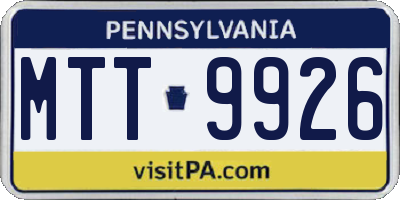 PA license plate MTT9926