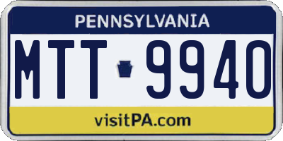 PA license plate MTT9940