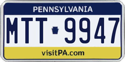 PA license plate MTT9947