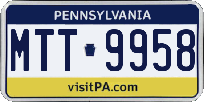 PA license plate MTT9958