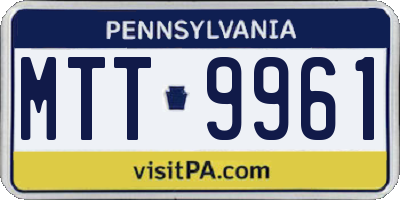PA license plate MTT9961