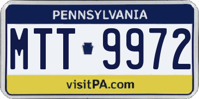 PA license plate MTT9972