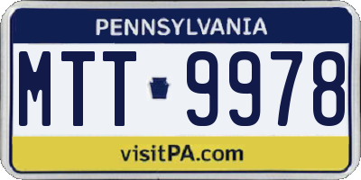 PA license plate MTT9978