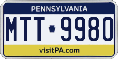 PA license plate MTT9980