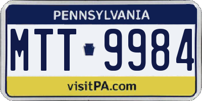 PA license plate MTT9984