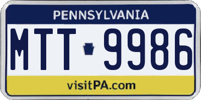 PA license plate MTT9986