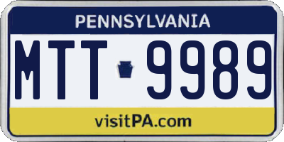 PA license plate MTT9989