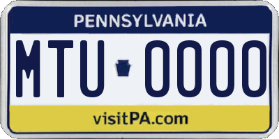 PA license plate MTU0000