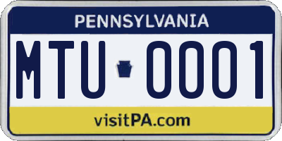 PA license plate MTU0001