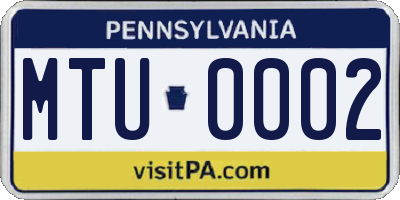 PA license plate MTU0002