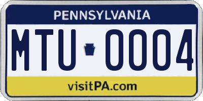 PA license plate MTU0004