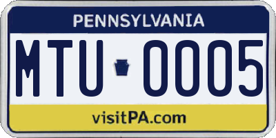 PA license plate MTU0005