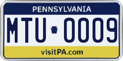 PA license plate MTU0009