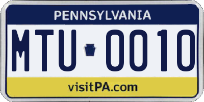 PA license plate MTU0010