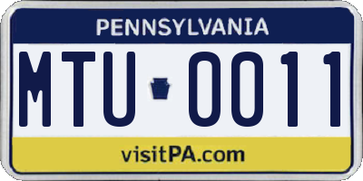 PA license plate MTU0011