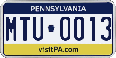 PA license plate MTU0013