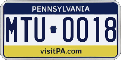 PA license plate MTU0018