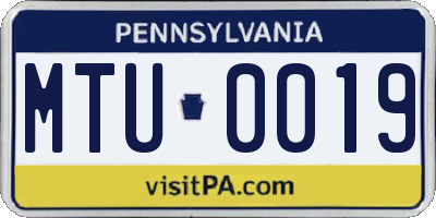 PA license plate MTU0019