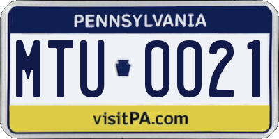 PA license plate MTU0021