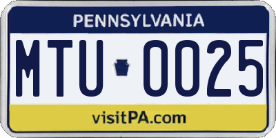 PA license plate MTU0025