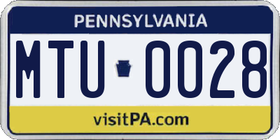 PA license plate MTU0028