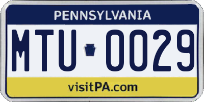 PA license plate MTU0029