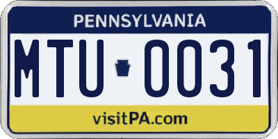 PA license plate MTU0031