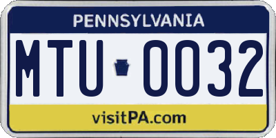PA license plate MTU0032